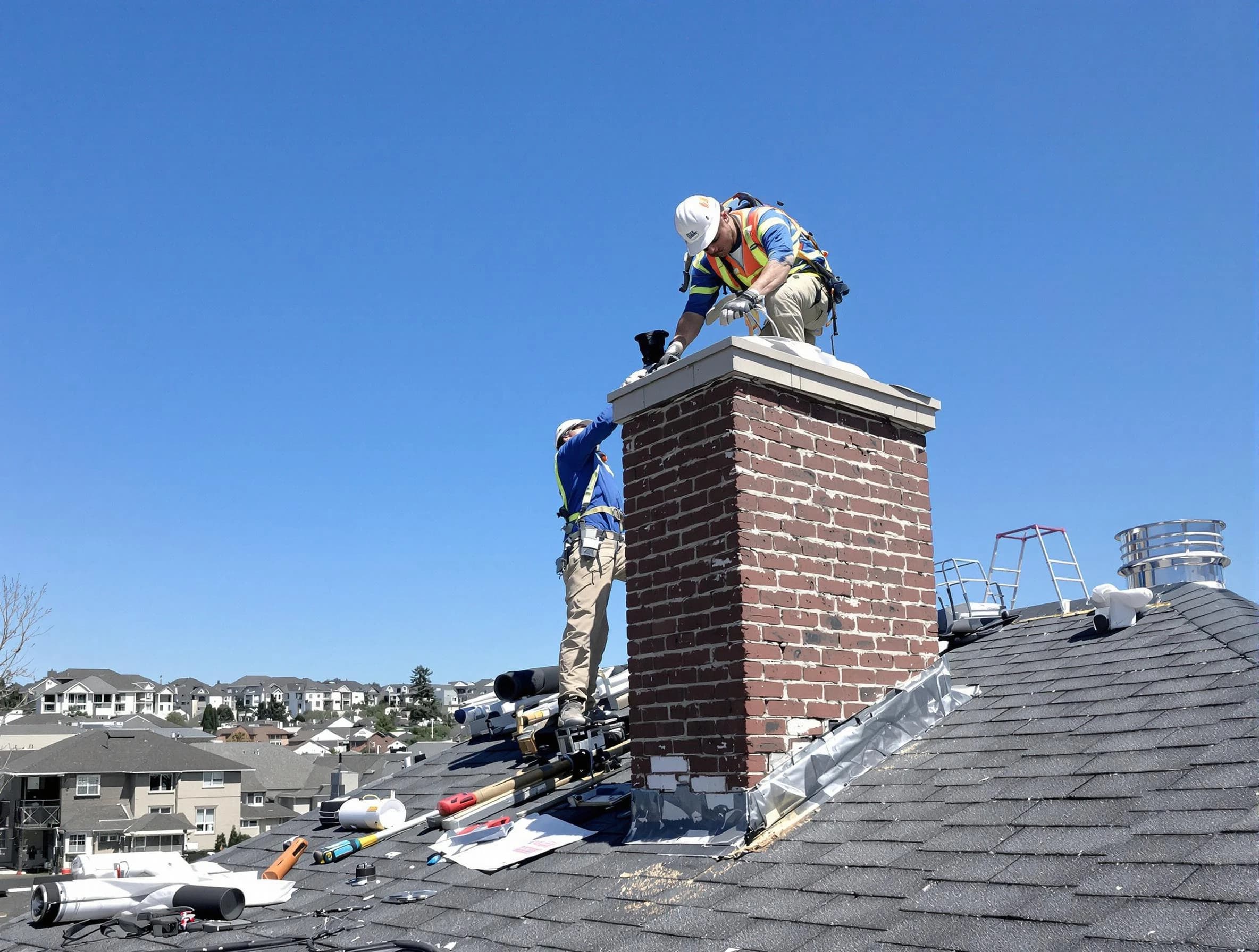 West Pleasant View Chimney Sweep repairing a chimney crown in West Pleasant View, CO