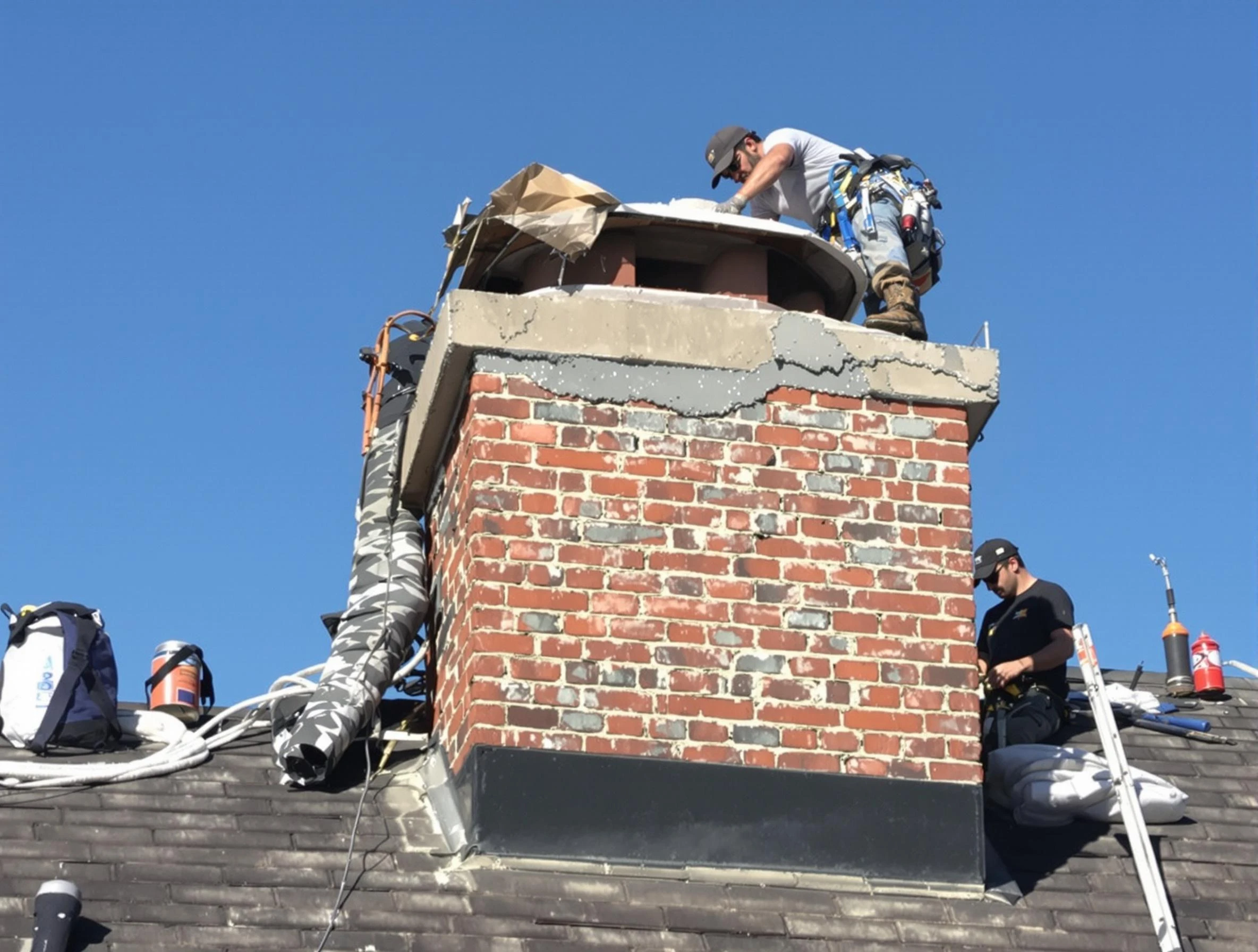 West Pleasant View Chimney Sweep installing a custom chimney crown in West Pleasant View, CO