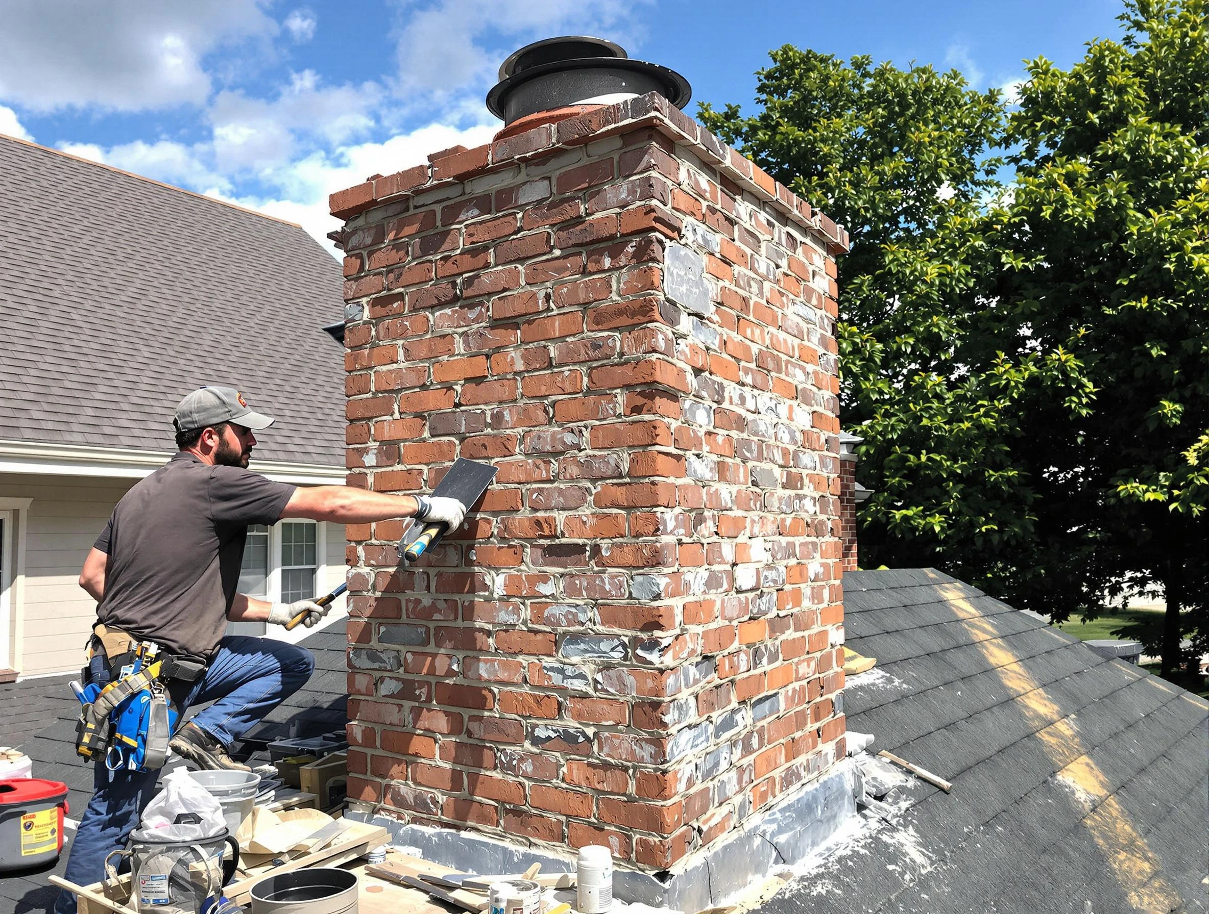 Completed chimney rebuild by West Pleasant View Chimney Sweep in West Pleasant View, CO