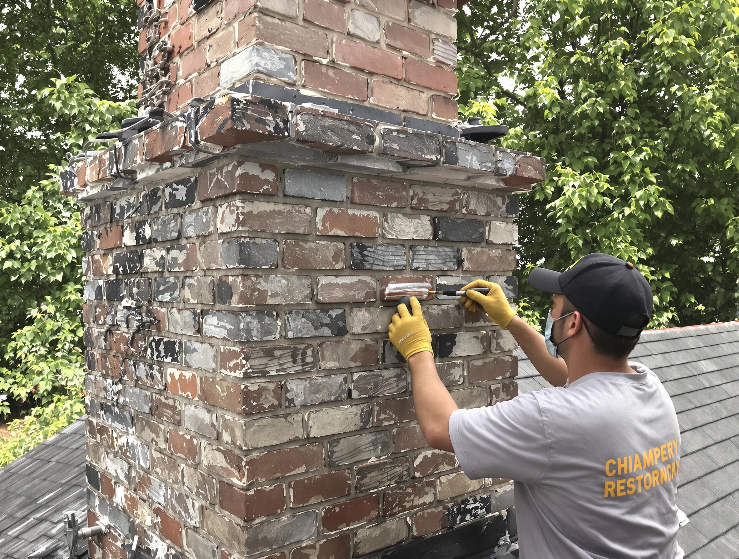 In-progress chimney restoration by West Pleasant View Chimney Sweep in West Pleasant View, CO